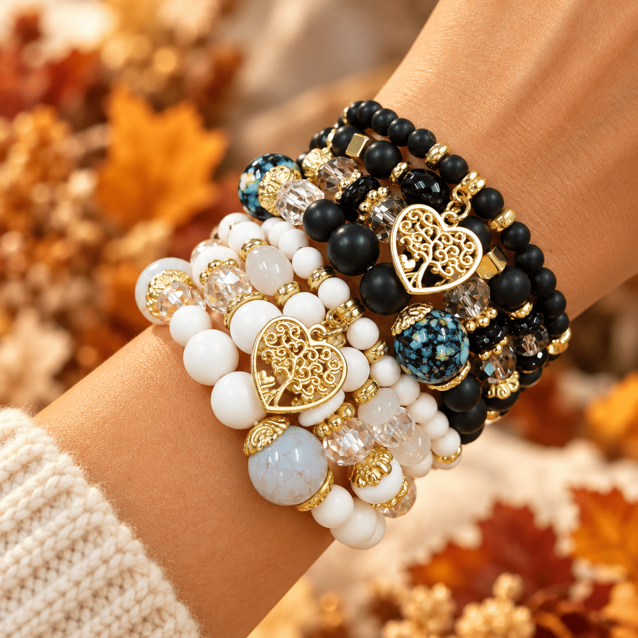 8-Strand Vintage Bohemian Beaded Bracelet Set
